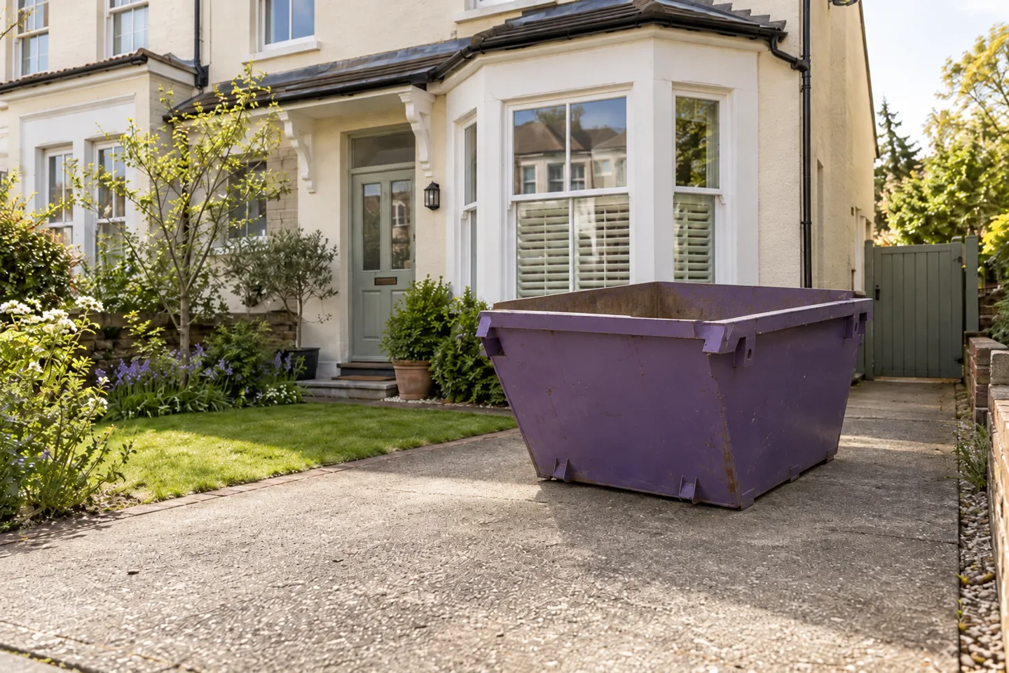 Skip positioned ready for a clear-out